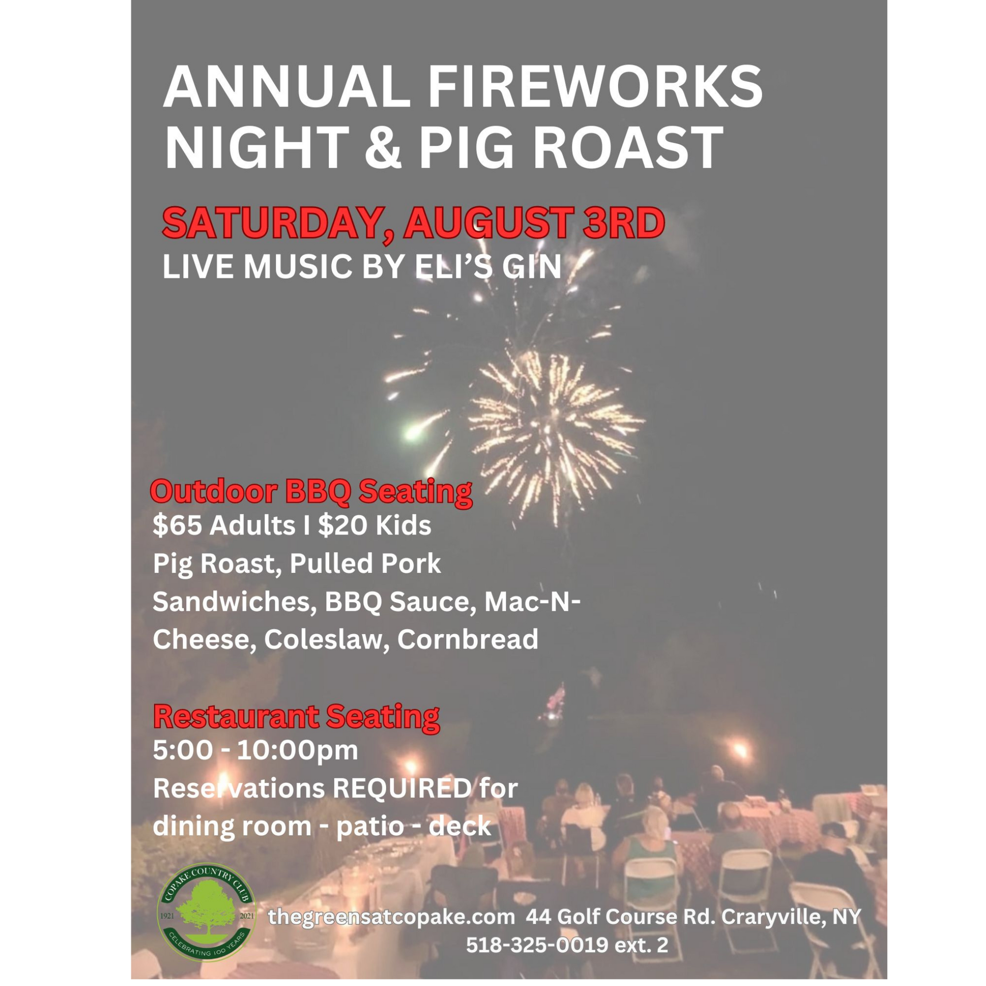 Annual Fireworks Night &amp; Pig Roast